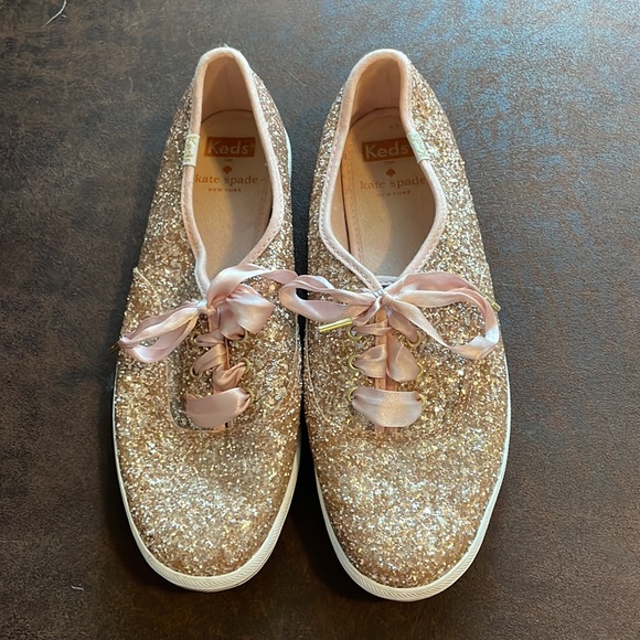 EUC Kate Spade x Keds Glitter Sneakers, Rose Gold, 7.5 - Picture 5 of 8